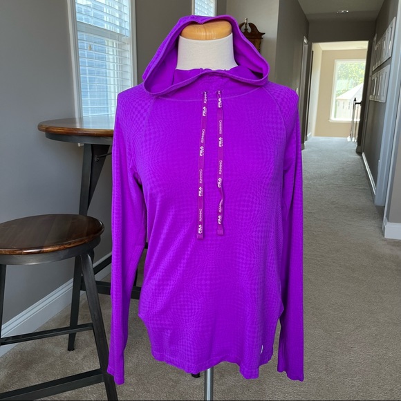 Fila Hoodie Sport Running Sweatshirt Athletic Sporty Purple Large - Picture 2 of 14